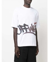 T-shirt à col rond imprimé blanc Off-White