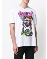 T-shirt à col rond imprimé blanc Versace