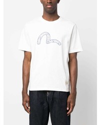 T-shirt à col rond imprimé blanc Evisu