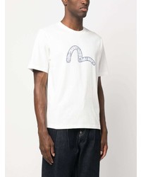 T-shirt à col rond imprimé blanc Evisu