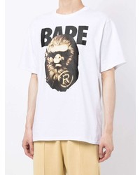 T-shirt à col rond imprimé blanc A Bathing Ape