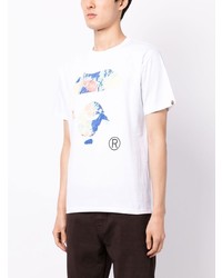 T-shirt à col rond imprimé blanc A Bathing Ape