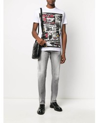 T-shirt à col rond imprimé blanc DSQUARED2