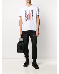 T-shirt à col rond imprimé blanc Les Hommes