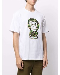 T-shirt à col rond imprimé blanc A Bathing Ape