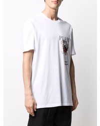 T-shirt à col rond imprimé blanc Philipp Plein