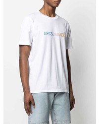 T-shirt à col rond imprimé blanc A.P.C.