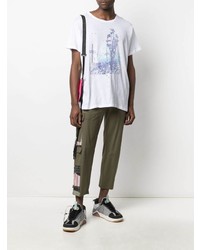 T-shirt à col rond imprimé blanc Greg Lauren