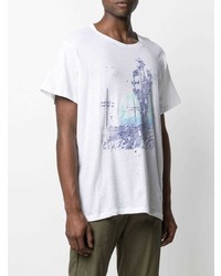 T-shirt à col rond imprimé blanc Greg Lauren