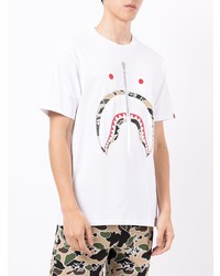 T-shirt à col rond imprimé blanc A Bathing Ape