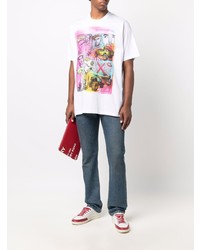 T-shirt à col rond imprimé blanc DSQUARED2