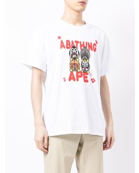 T-shirt à col rond imprimé blanc A Bathing Ape