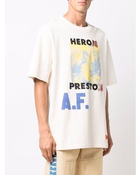 T-shirt à col rond imprimé blanc Heron Preston