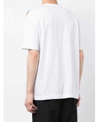 T-shirt à col rond imprimé blanc Junya Watanabe