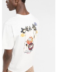 T-shirt à col rond imprimé blanc Evisu