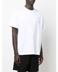 T-shirt à col rond imprimé blanc Wooyoungmi