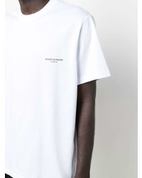 T-shirt à col rond imprimé blanc Wooyoungmi