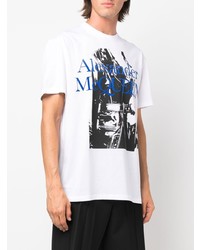 T-shirt à col rond imprimé blanc Alexander McQueen