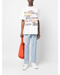 T-shirt à col rond imprimé blanc MSGM