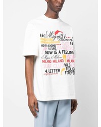 T-shirt à col rond imprimé blanc MSGM