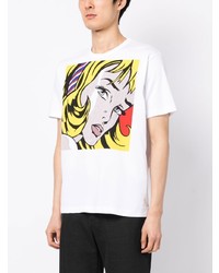 T-shirt à col rond imprimé blanc Junya Watanabe MAN