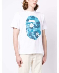 T-shirt à col rond imprimé blanc A Bathing Ape