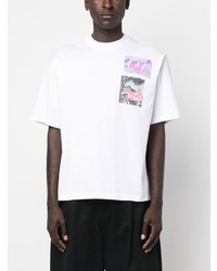 T-shirt à col rond imprimé blanc Marni