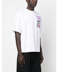 T-shirt à col rond imprimé blanc Marni