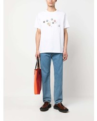 T-shirt à col rond imprimé blanc PS Paul Smith