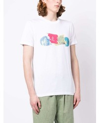 T-shirt à col rond imprimé blanc PS Paul Smith