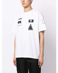 T-shirt à col rond imprimé blanc Anrealage