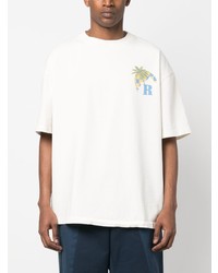 T-shirt à col rond imprimé blanc Rhude