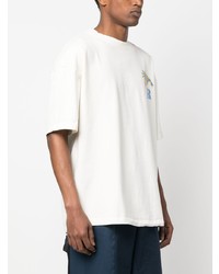 T-shirt à col rond imprimé blanc Rhude