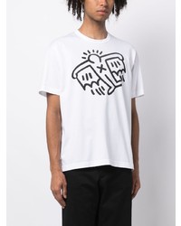 T-shirt à col rond imprimé blanc Junya Watanabe MAN