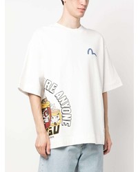 T-shirt à col rond imprimé blanc Evisu