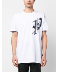 T-shirt à col rond imprimé blanc Philipp Plein