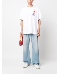 T-shirt à col rond imprimé blanc JW Anderson