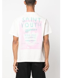 T-shirt à col rond imprimé blanc SAINT MXXXXXX