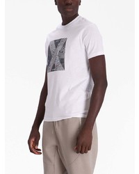 T-shirt à col rond imprimé blanc Armani Exchange