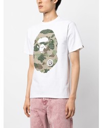 T-shirt à col rond imprimé blanc A Bathing Ape