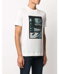 T-shirt à col rond imprimé blanc Emporio Armani