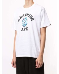 T-shirt à col rond imprimé blanc A Bathing Ape