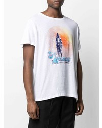 T-shirt à col rond imprimé blanc Greg Lauren