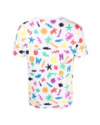 T-shirt à col rond imprimé blanc Moschino