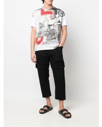 T-shirt à col rond imprimé blanc Junya Watanabe