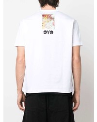 T-shirt à col rond imprimé blanc Junya Watanabe