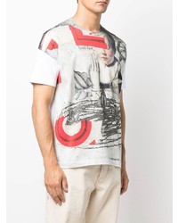 T-shirt à col rond imprimé blanc Junya Watanabe MAN