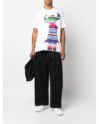 T-shirt à col rond imprimé blanc Junya Watanabe MAN