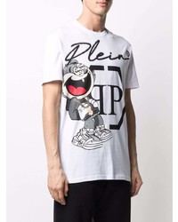 T-shirt à col rond imprimé blanc Philipp Plein