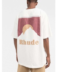 T-shirt à col rond imprimé blanc Rhude